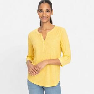OLSEN Hannah Top in Yellow with Split Neck - See sizes below